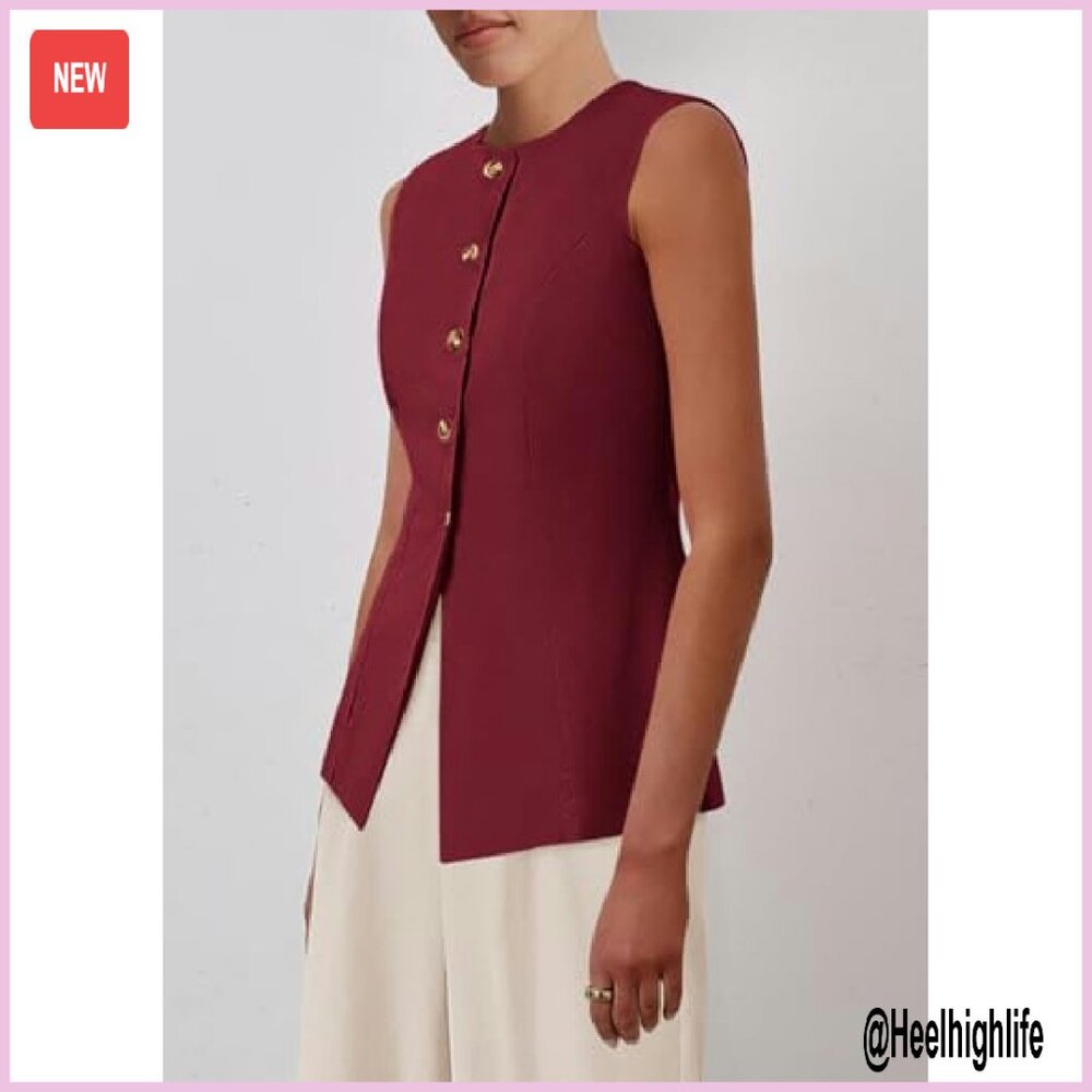 Lightweight Polyester Blazer Vest Sleeveless Busi… - image 3